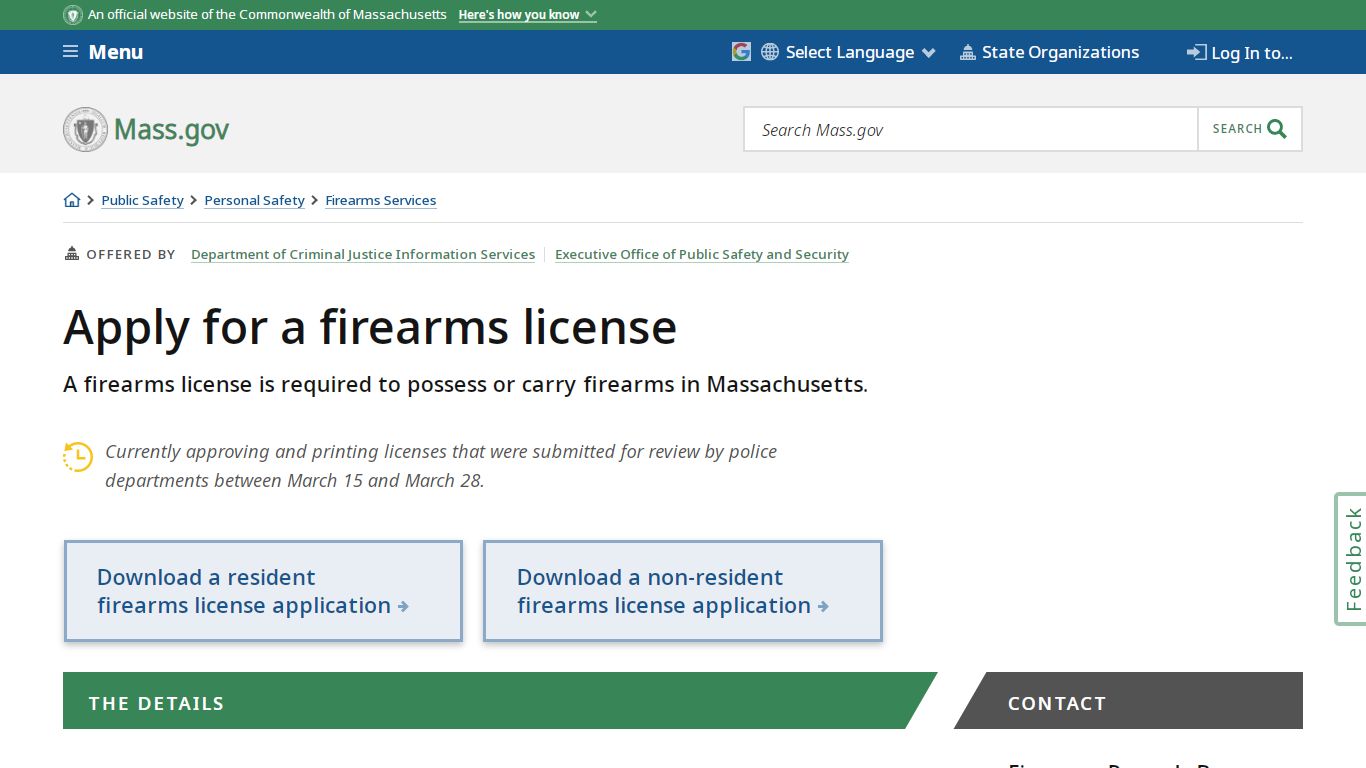 Apply for a firearms license | Mass.gov